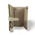 Elegant premium cream leather clutch by LeatherLuxe with sleek design and built-in phone compartment – luxury women’s accessory for everyday and evening use.