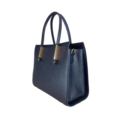 Women's Leather Handbag Navy Blue Shoulder Bag