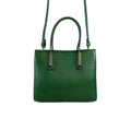 LeatherLuxe Green Women’s Leather Handbag — Stylish shoulder and crossbody bag made from premium genuine leather with gold-tone hardware.