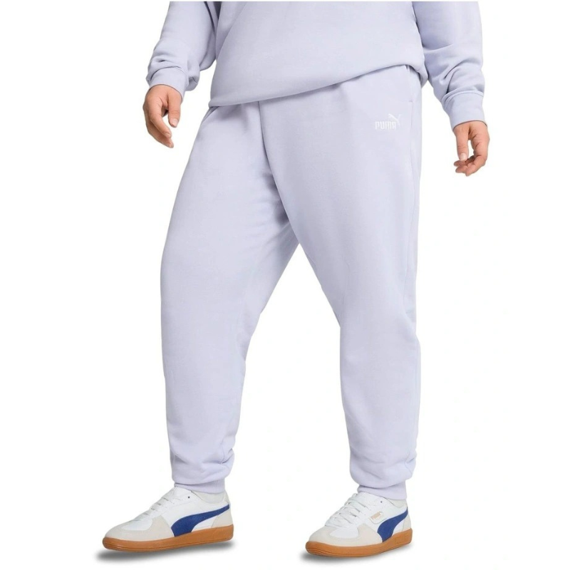 Light purple sweatshirt and pants with white and blue shoes on a white background