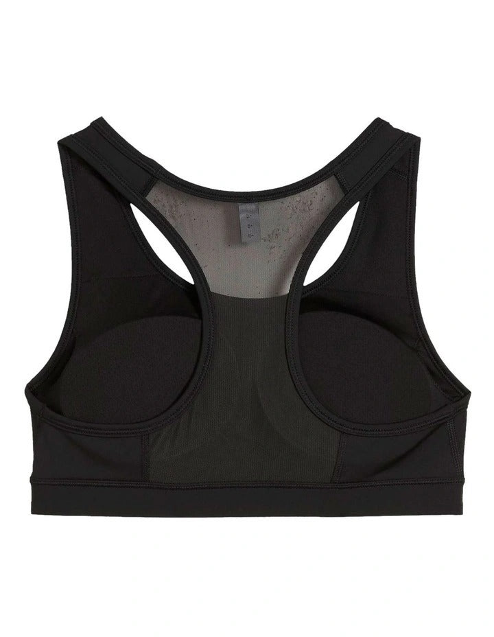 Black sports bra with Puma logo on a white background