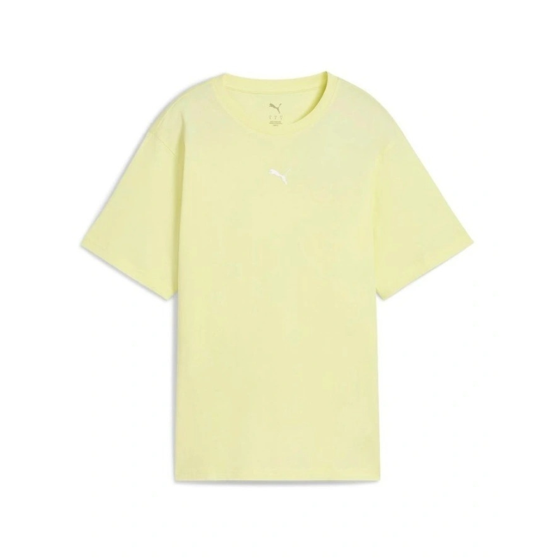 Light yellow t-shirt with a brand logo on a white background