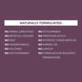 List of natural product ingredients on a purple background