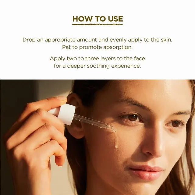 Person applying skincare product with text on how to use it