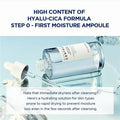 Skincare ampoule with dropper on a light blue background, featuring Centella Asiatica.