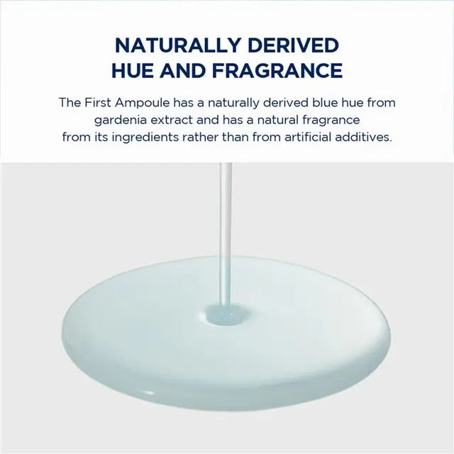 Product with a blue hue and natural fragrance on a white background