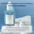Parachute Hyalu-Cica Ampoule bottle with text on a blue background