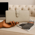 Cream Leather Clutch with phone compartment – LeatherLuxe
