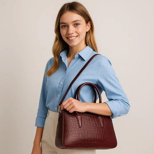 Premium Red Leather Office Bag by LeatherLuxe