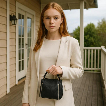 Black Leather Handbag Shoulder Bag for Women