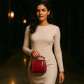 Red Leather Handbag Shoulder Bag for Women