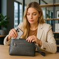 Leather clutch bag shoulder bag in silver by LeatherLuxe