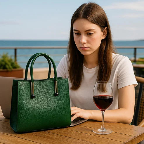 Women's Leather Handbag – Green Leather Shoulder Bag
