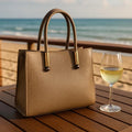 Women’s Leather Handbag Beige – LeatherLuxe Shoulder Bag