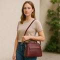 Dark Red Women’s Satchel Handbag LeatherLuxe Medium