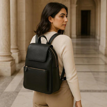 LeatherLuxe Black Leather Women’s Backpack