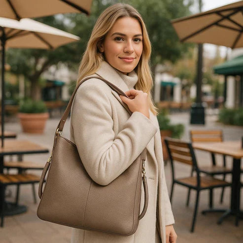 Women’s handbag khaki leather tote