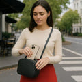 Premium Black Leather Crossbody Shoulder Bag by LeatherLuxe