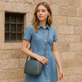 Women's Shoulder Bag in Gray Leather by LeatherLuxe