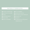 List of ingredients not used in a product on a light green background