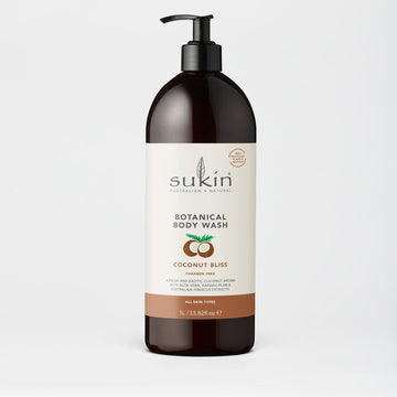Sukin Botanical Body Wash Coconut Bliss bottle on a light gray background