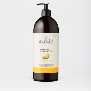 Sukin Botanical Body Wash bottle on a light gray background