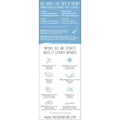 Product label with text and icons on a white background