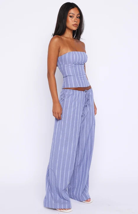 Promise Me This Pants Navy Check | Stylish Women's Check Pants
