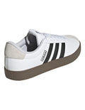Adidas VL Court 3.0 women’s shoes with coated leather upper and low heel, stylish skater-inspired trainers in white with vulcanised outsole