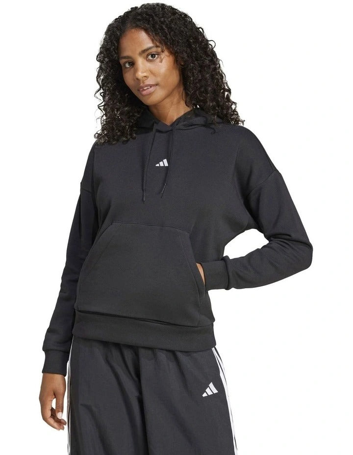 Adidas Essentials Small Logo Feel Cozy Hoodie, Black/White, product view 12