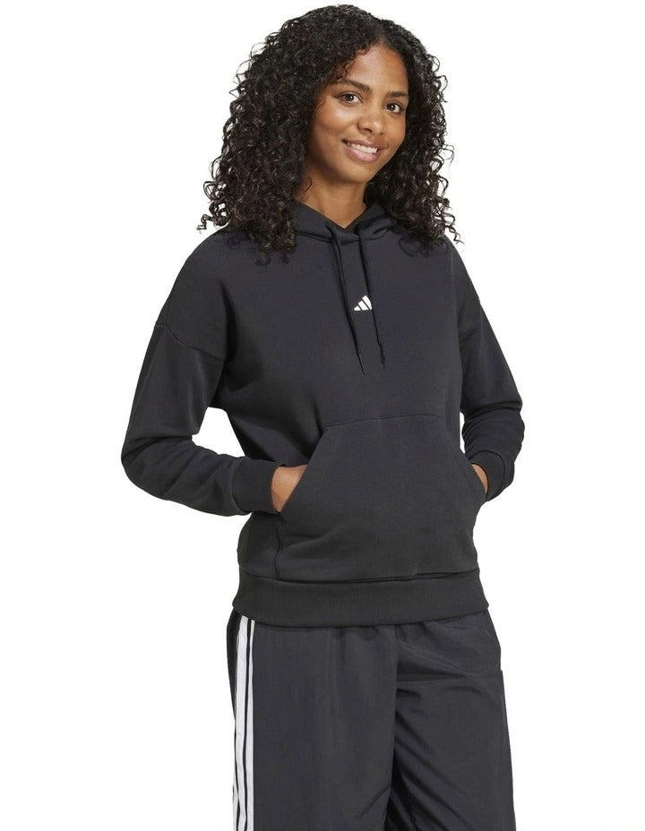 Adidas Essentials Small Logo Feel Cozy Hoodie, Black/White, product view 11