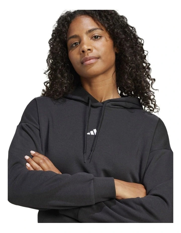 Adidas Essentials Small Logo Feel Cozy Hoodie, Black/White, product view 13