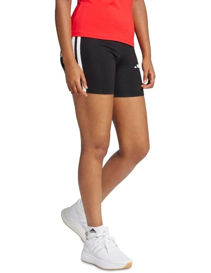 Adidas Essentials 3-Stripes High Waisted Biker Shorts, view 3