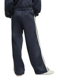 Adidas Stadium 3-Stripes Track Pants for Men in Black with Satin Piping and Recycled Polyester Blend