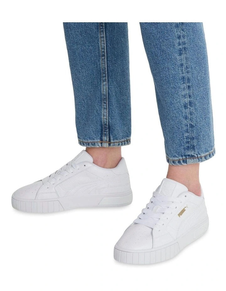PUMA Cali Star Women's Leather Sneakers Flat Heel Rubber Outsole Stylish TPU Wrap White Shoes
