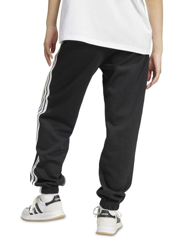 Adidas Essentials 3-Stripes Fleece Loose-Fit Joggers, Black/White, product view 3