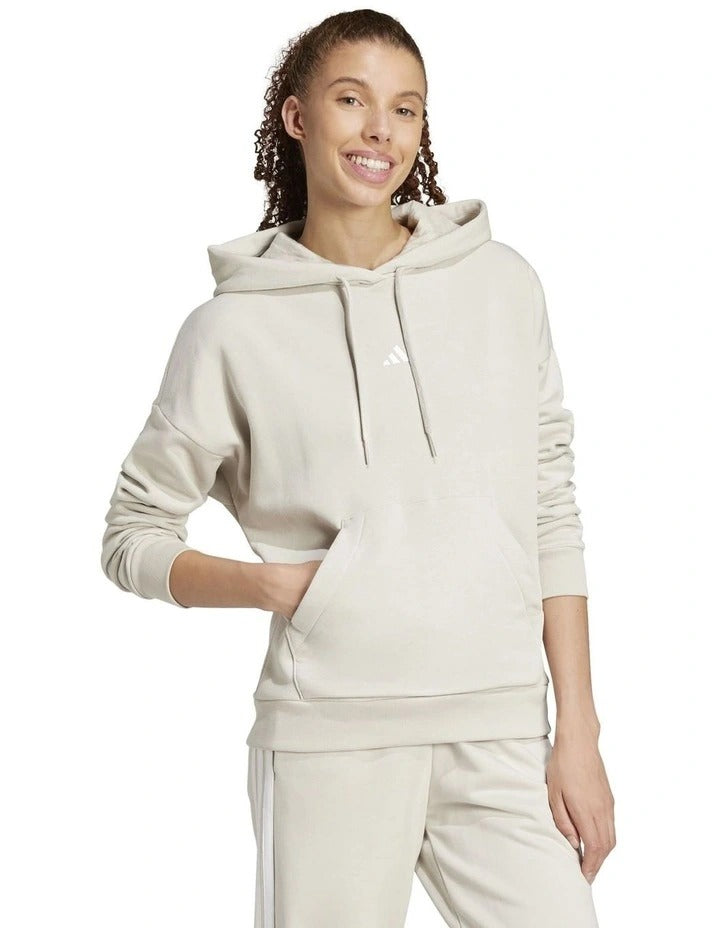 Adidas Essentials Small Logo Feel Cozy Hoodie, Wonder Alumina/White, product view 7