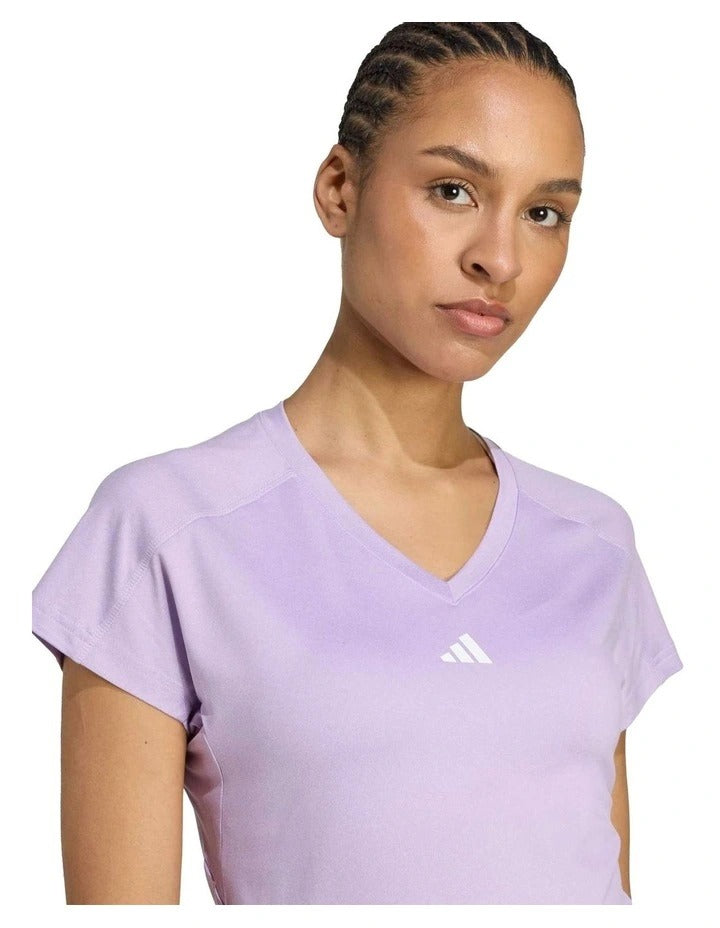 Adidas Aeroready Train Essentials Minimal Branding V-Neck Tee, view 4