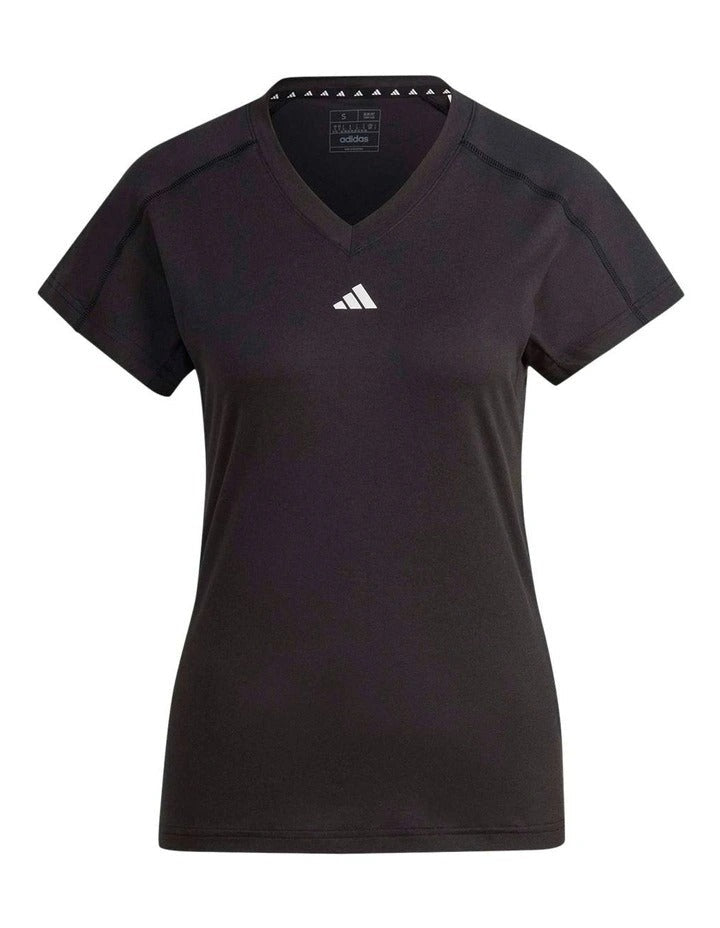 Black Adidas t-shirt on a white background