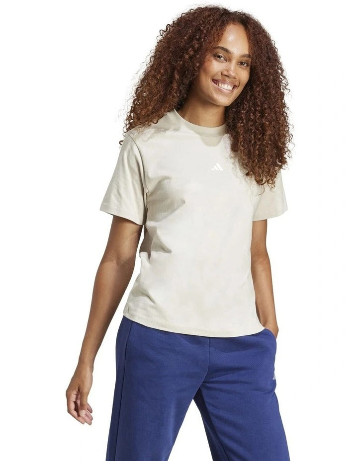 Adidas Essentials Small Logo Cotton T-shirt, Wonder Alumina/White, product view 3