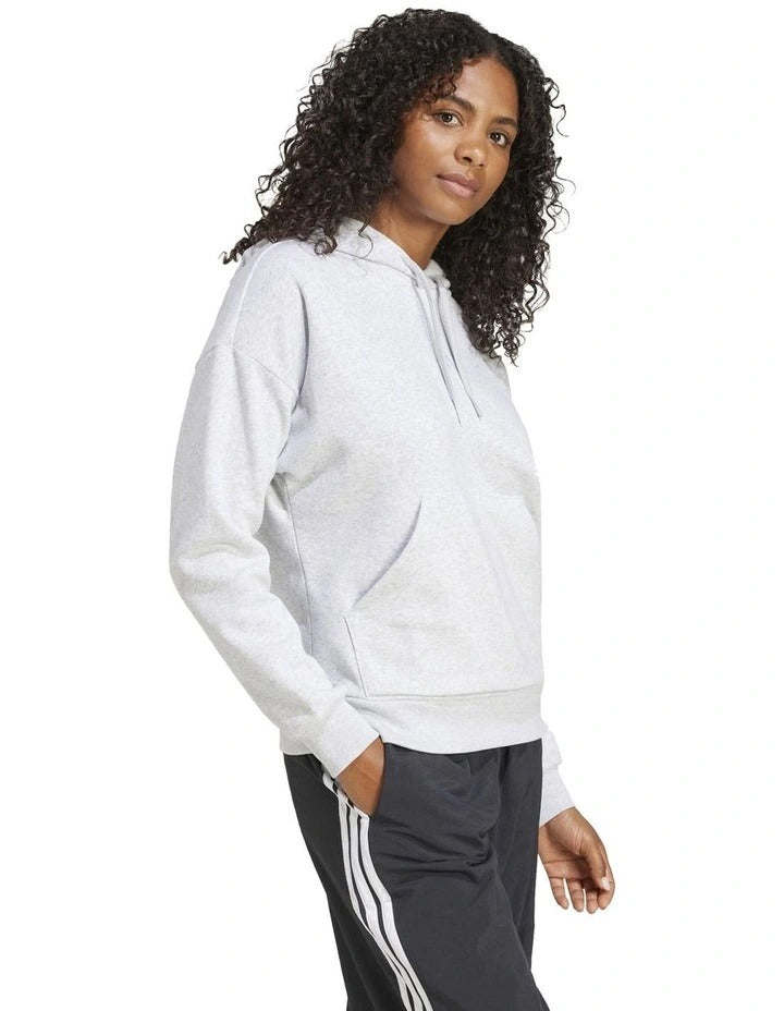 Adidas Essentials Small Logo Feel Cozy Hoodie, Light Grey Heather, product view 18