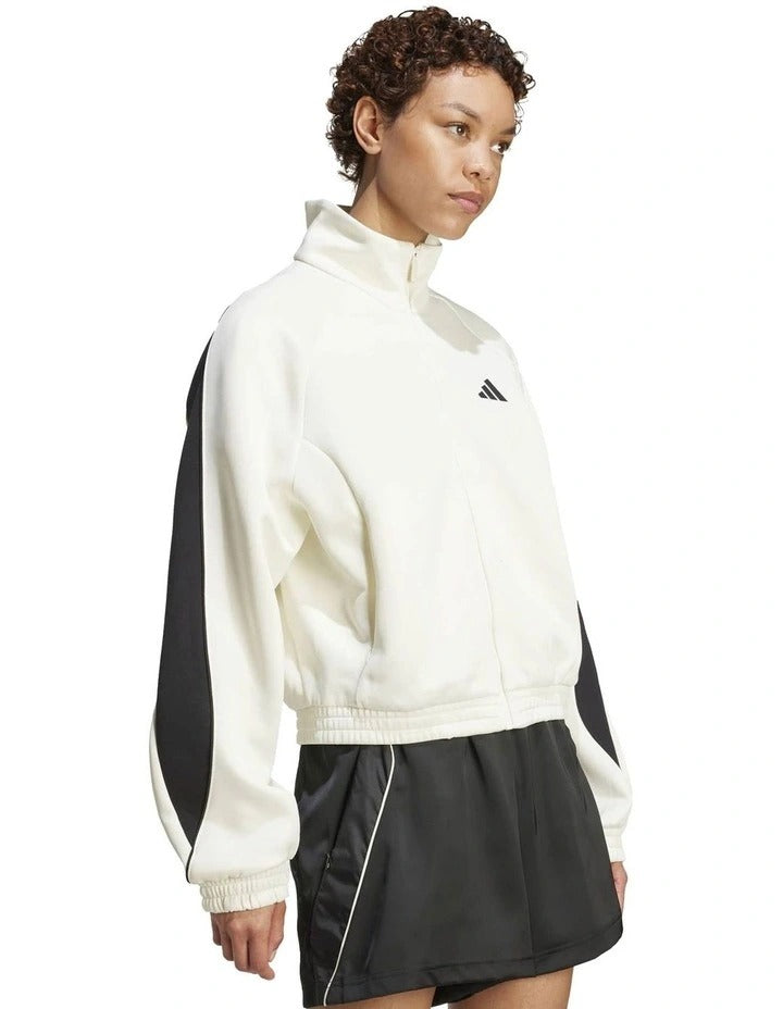 Adidas Stadium Track Top with recycled polyester cotton blend, zip pockets, and 3 Bar Logo