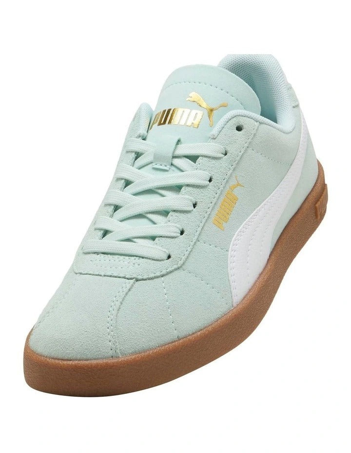 Women’s Puma Club II Sneakers with suede leather upper, flat heel, SoftFoam+ cushioning, and classic Puma design