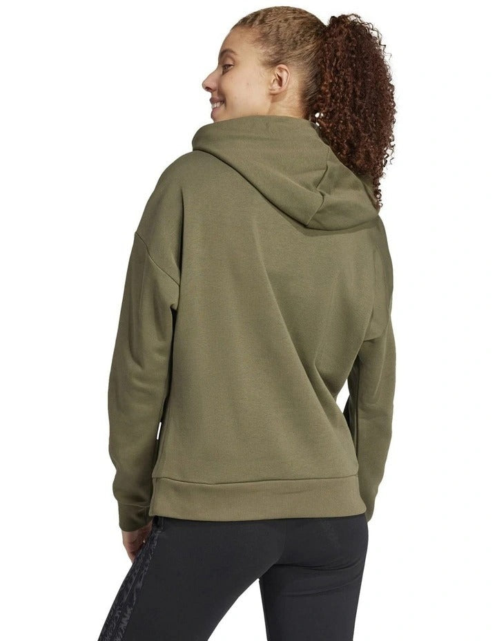 Adidas fleece hoodie with 3-bar chest logo, soft cotton blend, cozy relaxed fit