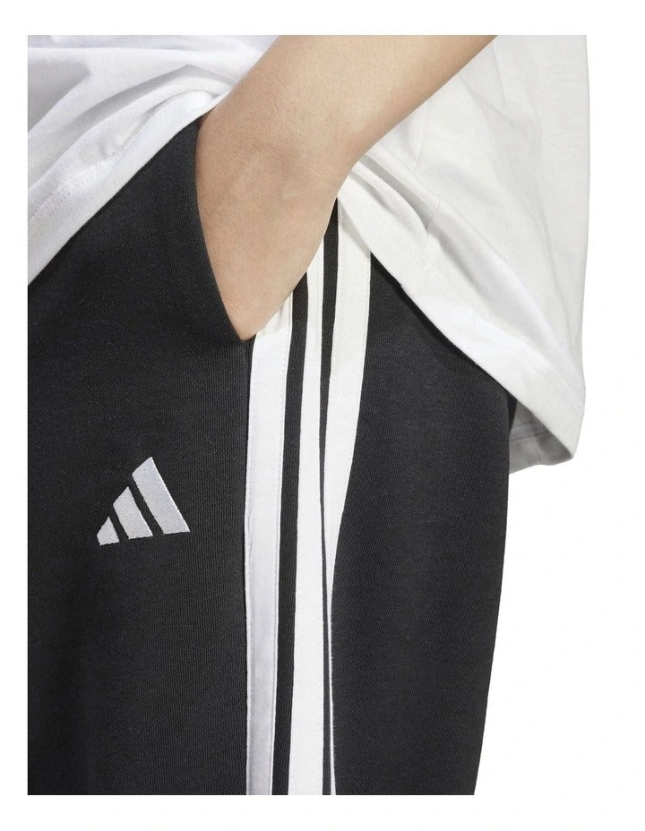 Adidas Essentials 3-Stripes Fleece Loose-Fit Joggers, Black/White, product view 5
