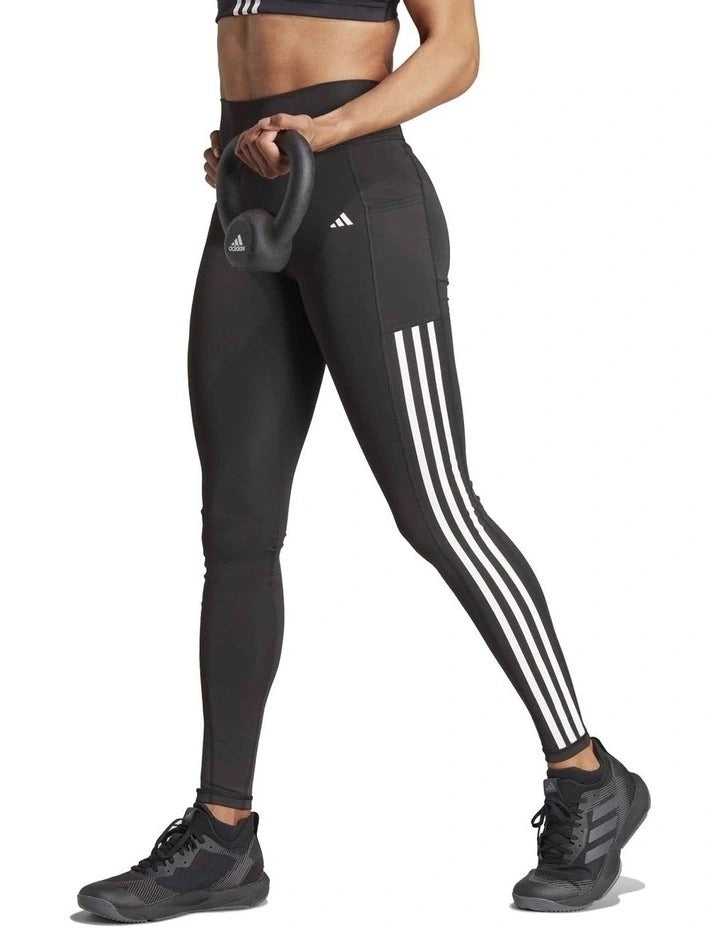 Adidas Optime 3 Stripes Full Length Leggings, view 4