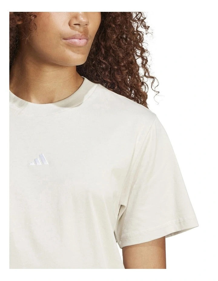Adidas Essentials Small Logo Cotton T-shirt, Wonder Alumina/White, product view 4