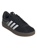 Adidas VL Court 3.0 women’s shoes with coated leather upper and low heel, stylish skater-inspired trainers in white with vulcanised outsole