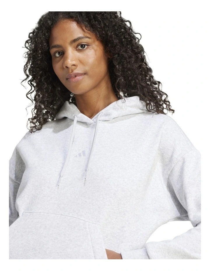 Adidas Essentials Small Logo Feel Cozy Hoodie, Light Grey Heather, product view 19