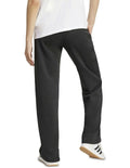 Adidas Essentials Open-Hem Joggers in grey with embroidered logo, soft cotton-polyester fleece, comfortable and stylish casual pants